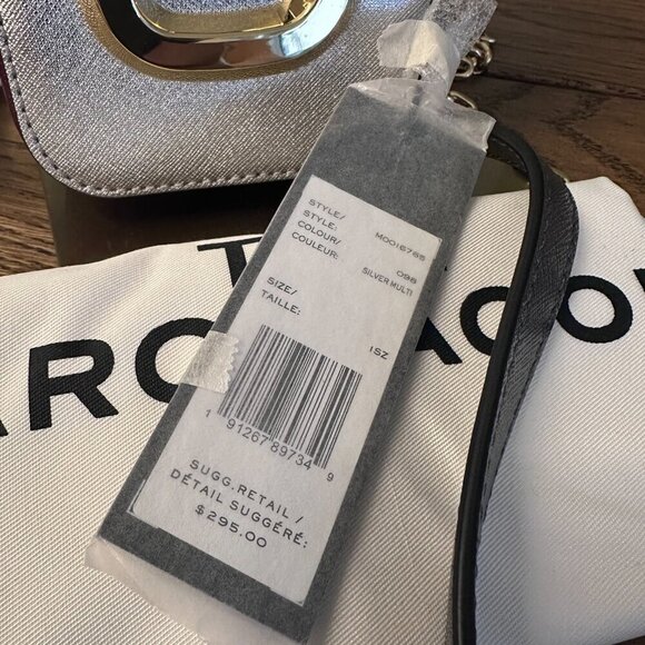 NWT! New Marc Jacobs Hot Shot Crossbody Leather Bag -Silver multi - Picture 10 of 12